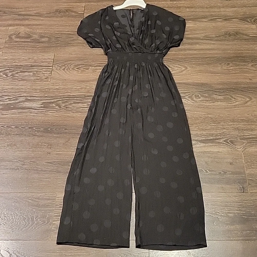 ❤️ MADEWELL WRAP FRONT SMOCK-WAIST JUMPSUIT IN SATIN DOT JACQUARD, XXS